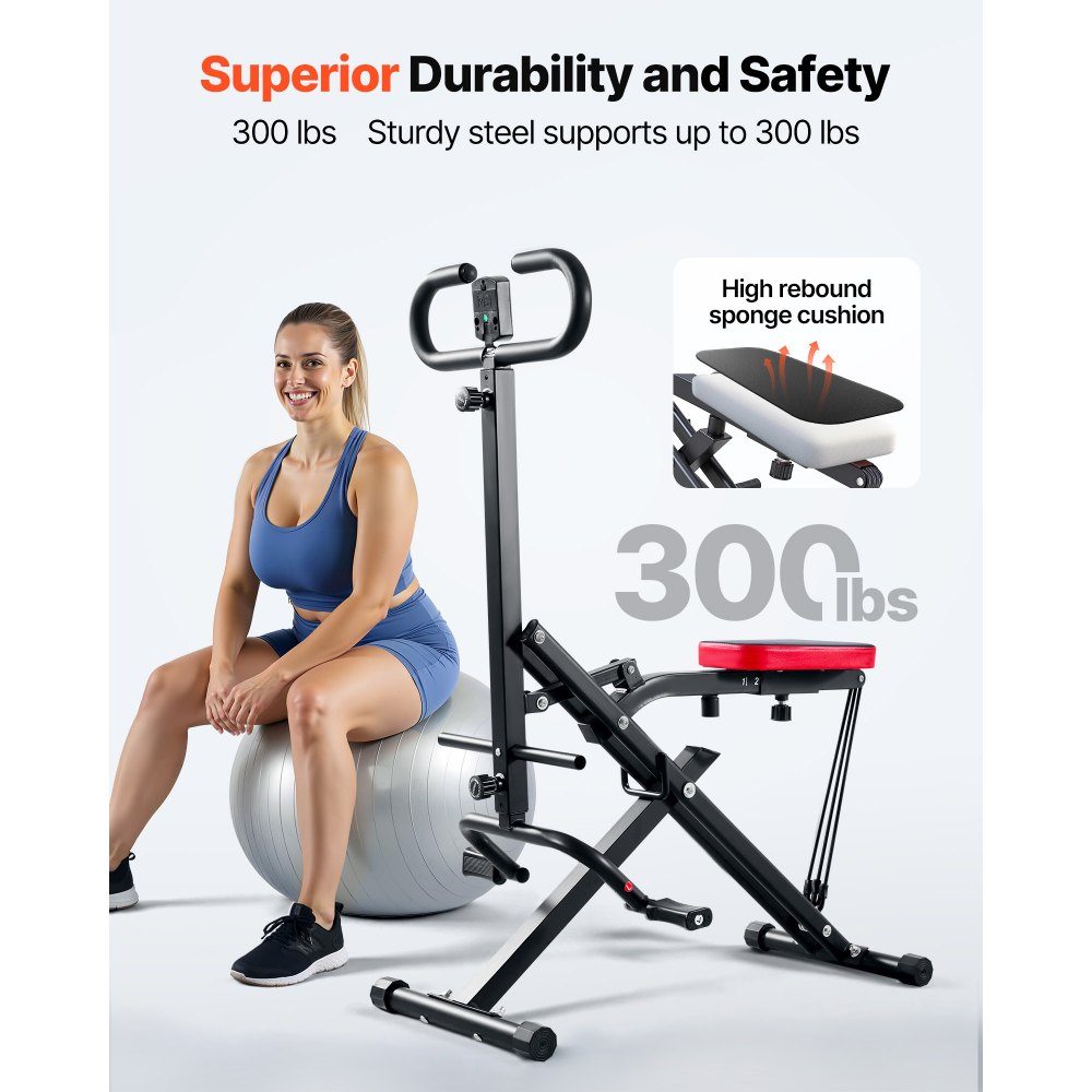 Squat Machine for Deep Squats, Folding Exerciser, Glute Trainer with 5 Level Adjustable Seat, Home Exercise Machine for Buttocks and Legs, Glute Machine Black