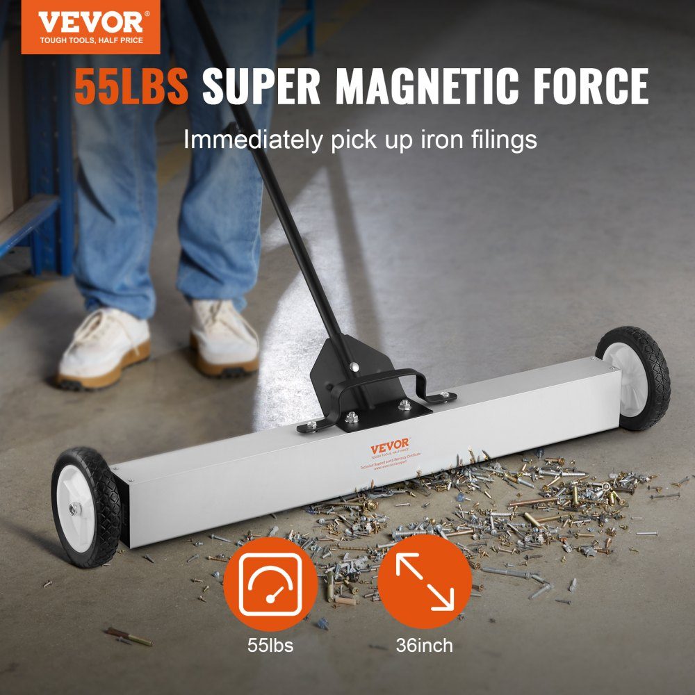 Magnetic broom magnetic sweeper 77-113 cm, magnetic sweeper magnetic broom magnetic broom magnetic lifter 24.9 kg magnetic force magnetic chip collector floor sweeper sweeper