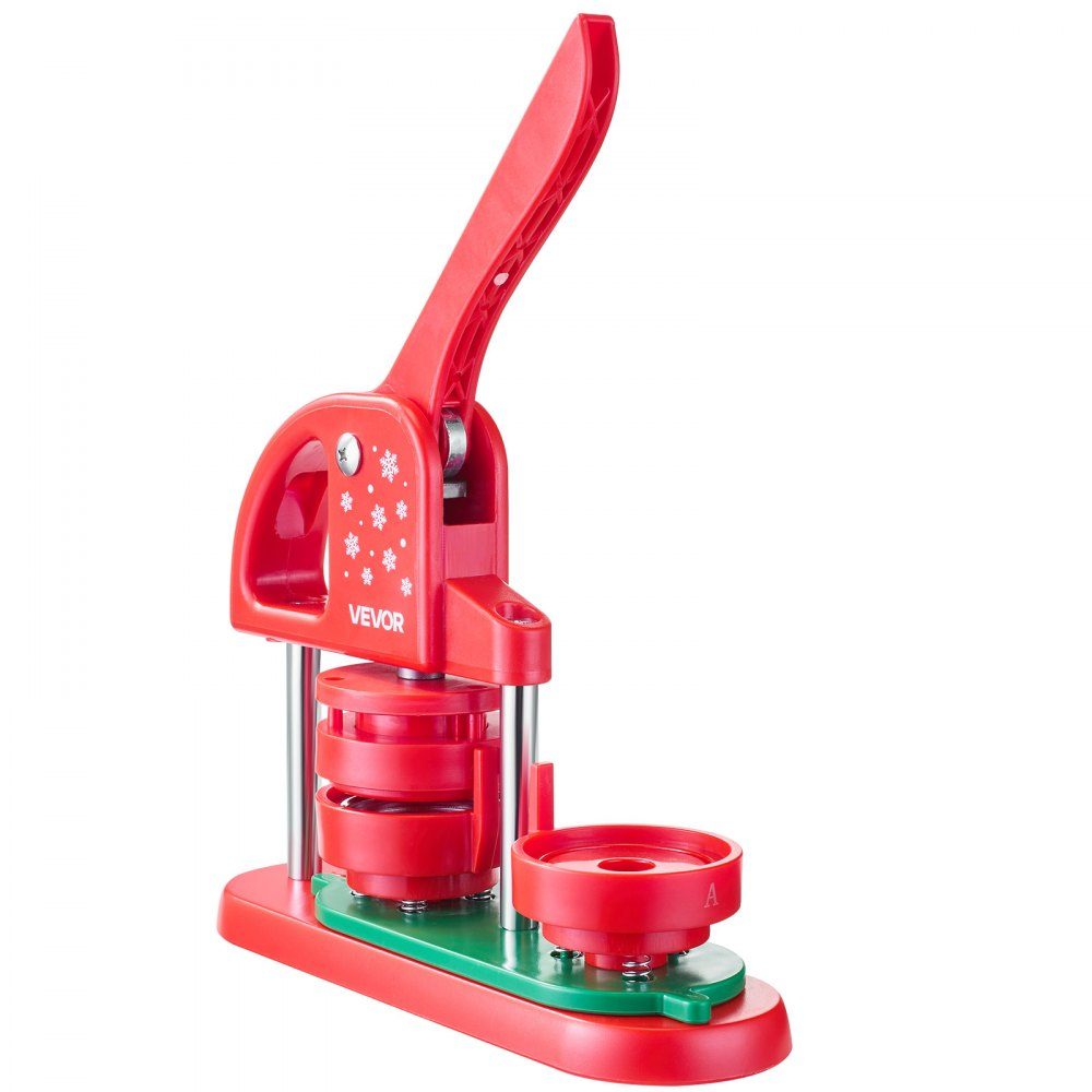 Buttonmaschine Button Maker Maschine Button Punch Press 58 mm rund, Pin Maker mit 100 Buttonteilen & Kreisschneider & verstärktem ergonomischem Griff, DIY Button Press Maschine Button Maker rot