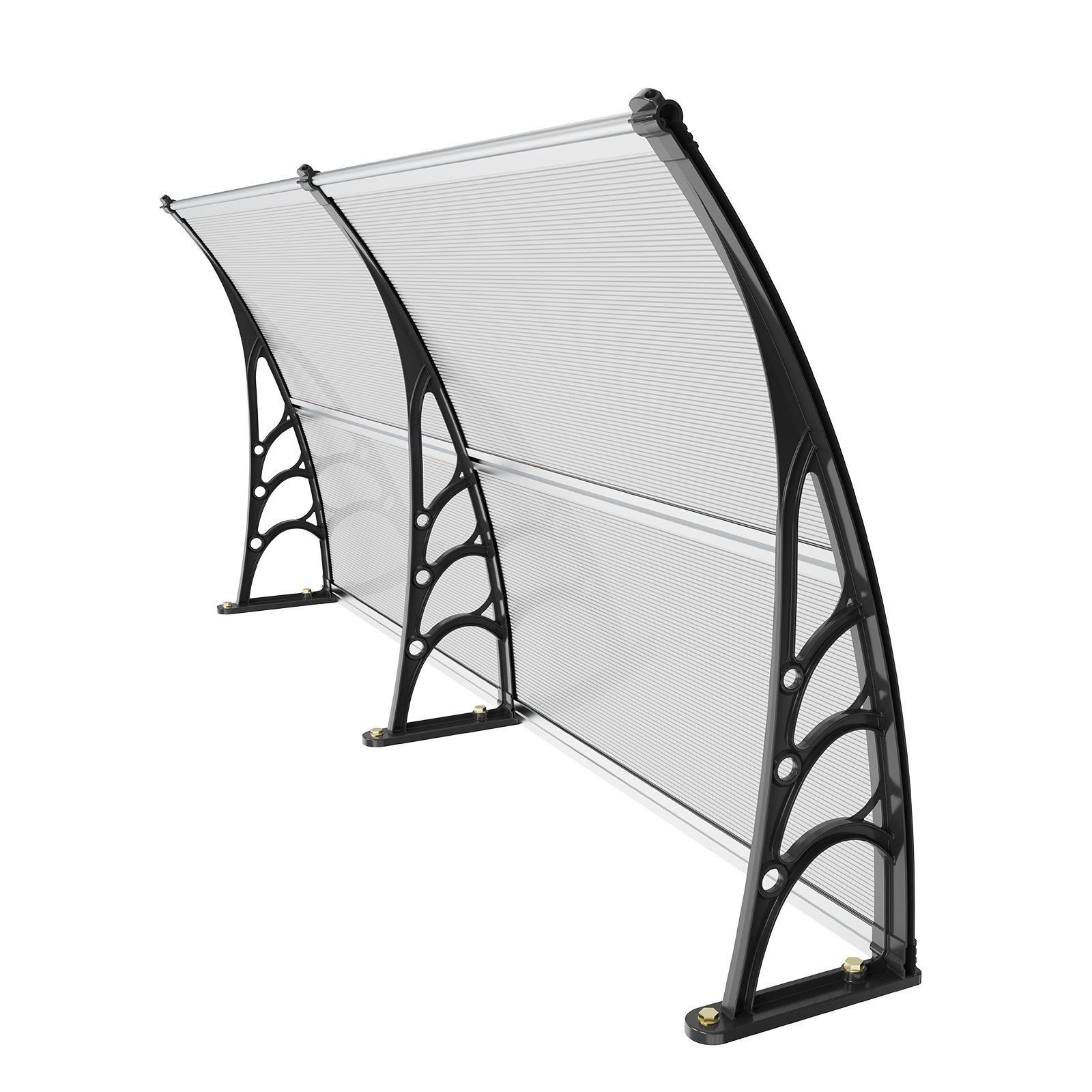 Auvent de porte d'entrée 965x1987mm UF50+ Film de protection solaire PC Auvent de porte d'entrée Film PC + support ABS + connecteur en aluminium Auvent de bureau résistant aux UV Auvent de porte d'entrée Auvent d'arc de bureau