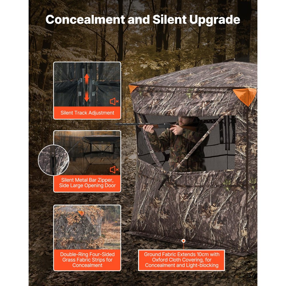 Tente de chasse, cachette de chasse pour 4 à 5 personnes, panneaux de fond transparents avec sac de transport, tente de camouflage robuste avec porte et fenêtre à fermeture éclair silencieuse, abri de chasse pour moutons, cerfs et lapins Tente de chasse, cachette de chasse pour 4 à 5 personnes, panneaux de fond transparents avec sac de transport, tente de camouflage robuste avec porte et fenêtre à fermeture éclair silencieuse, abri de chasse pour moutons, cerfs et lapins