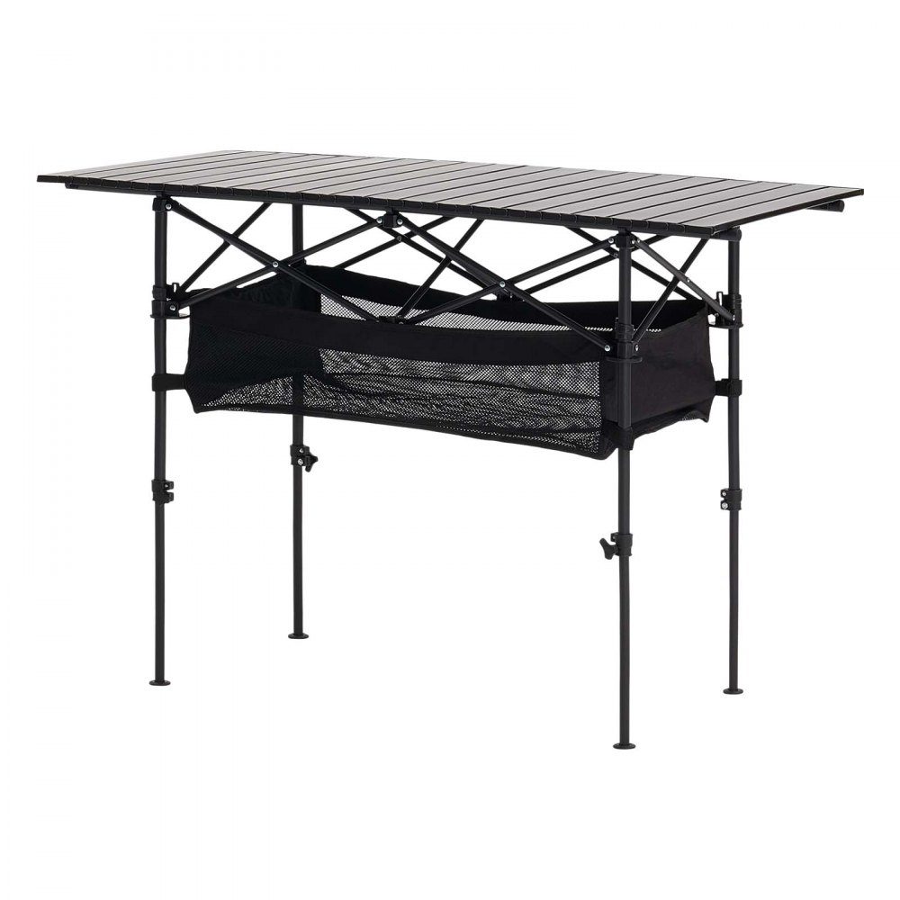 Klaptafel buffettafel draagbare universele tafel 120 cm, rechthoekige aluminium tafel (voor 4-6 personen) met verstelbare hoogte & draagtas, tuintafel campingtafel voor feestjes picknick zwart