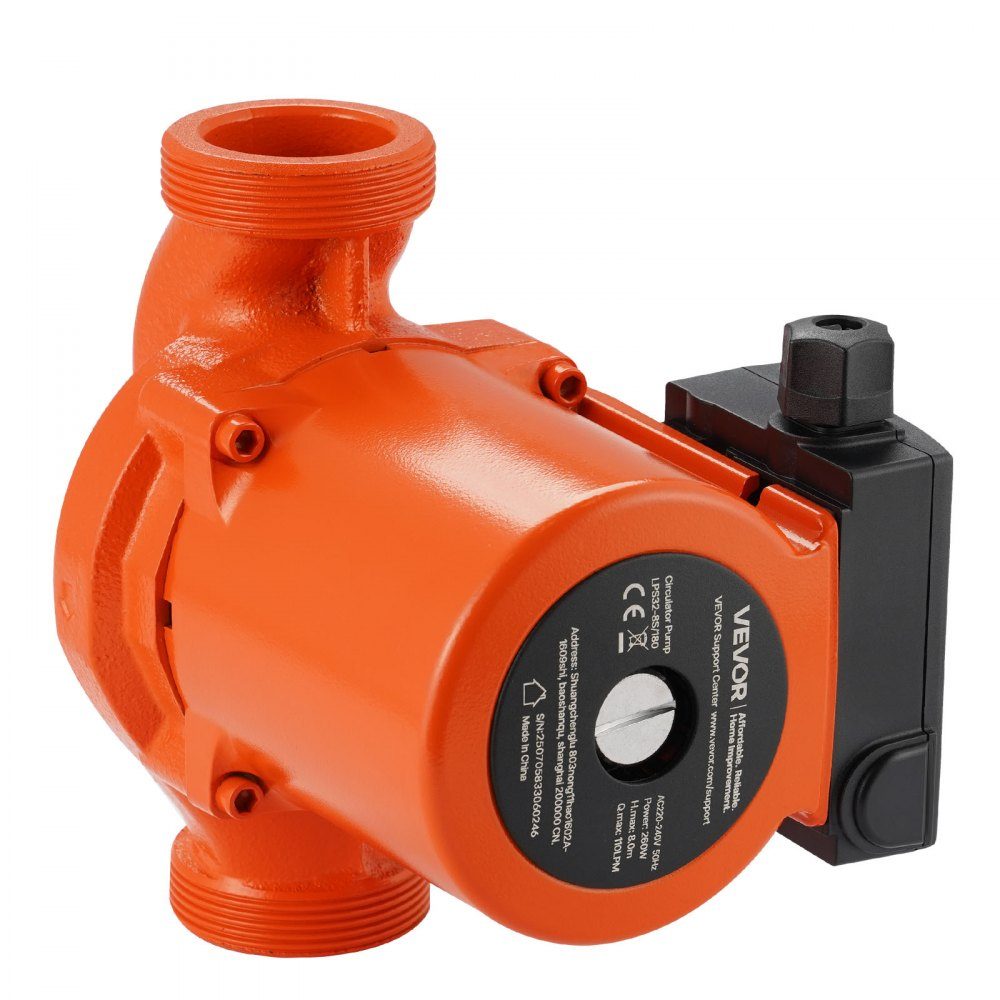 LPS32-8S/180 Cast Iron Circulation Pump 3/8HP 110L/min Hot Water Circulation Threaded Connection 3 Level Speed ​​Adjustment Quiet Operation for Home Heating Systems Inlet and Outlet Ports Both 2"
