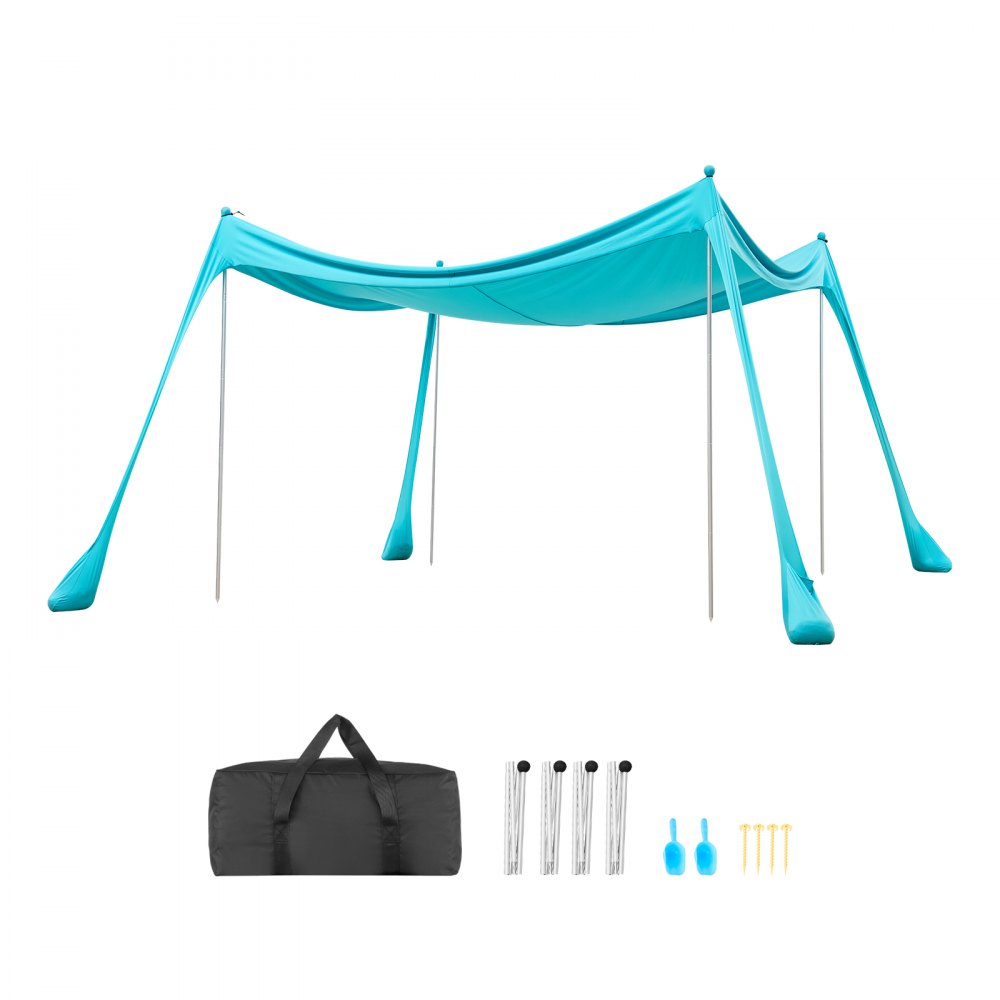 Tente de plage avec protection solaire (UPF 50+) 3 x 3 x 2 m, abri de plage avec sacs de sable, poteaux de support et pelles à sable, auvent portable pour les voyages en famille, le camping, la pêche, vert Tente de plage avec protection solaire (UPF 50+) 3 x 3 x 2 m, abri de plage avec sacs de sable, poteaux de support et pelles à sable, auvent portable pour les voyages en famille, le camping, la pêche, vert