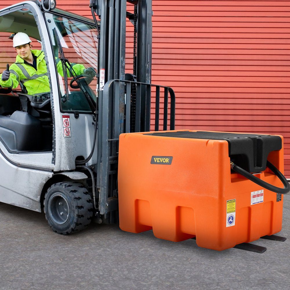 Portable diesel tank, 48 gallon capacity, 10.6 GPM pump speed, includes 12V electric pump, 13.1ft hose and automatic nozzle, orange diesel fuel tank for smooth transportation
