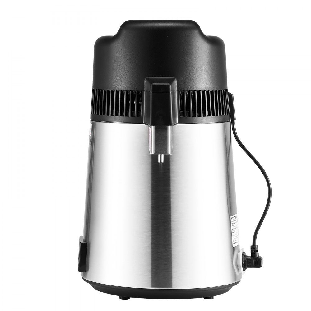 Wasserdestilliergerät 6L größerer Reinwasserfilter, 900W Glasdestilliergerät, Trinkwassergerät mit Edelstahlinnenraum zur Herstellung von sauberem Wasser, Wasserdestilliergerät Silber