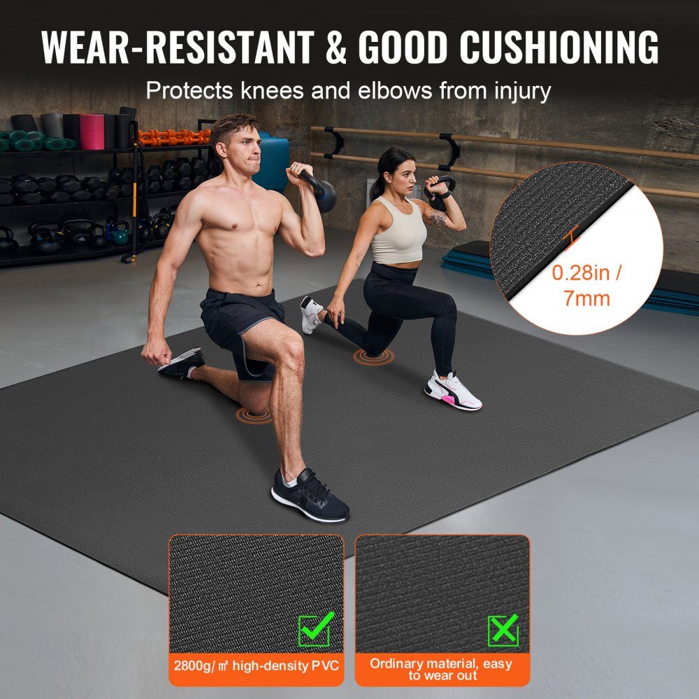 Trainingsmatte, rutschfeste Premium-Yogamatte mit hoher Dichte, Übungs-Yogamatte für Männer und Frauen, Fitness- und Trainingsmatte mit Tasche und Gurt, für alle Arten von Heim-Yoga, Pilates und Bodentraining (7 x 5 Fuß)