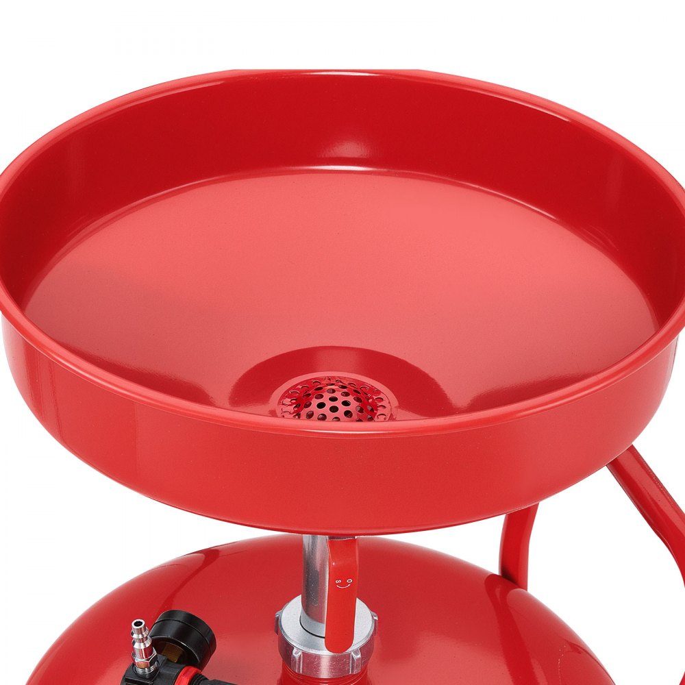 Oil Catch Cart 9 5L, Oil Catch Container with Adjustable Funnel Height, Oil Catch Cart with Wheels, Liquid Fuel Transfer Drain, Oil Catch Cart for Auto Workshop, Red