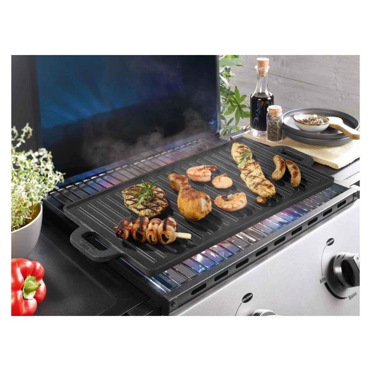 GRILLMEISTER cast iron grill plate/grill pan