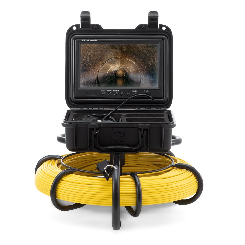 Sewer Camera 91.5m 23cm Screen Pipe Inspection Camera with DVR Function IP68-Kamera with 12 Adjustable LEDs with a 16GB SD Card for Sewer Pipe Home Sewer Pipe