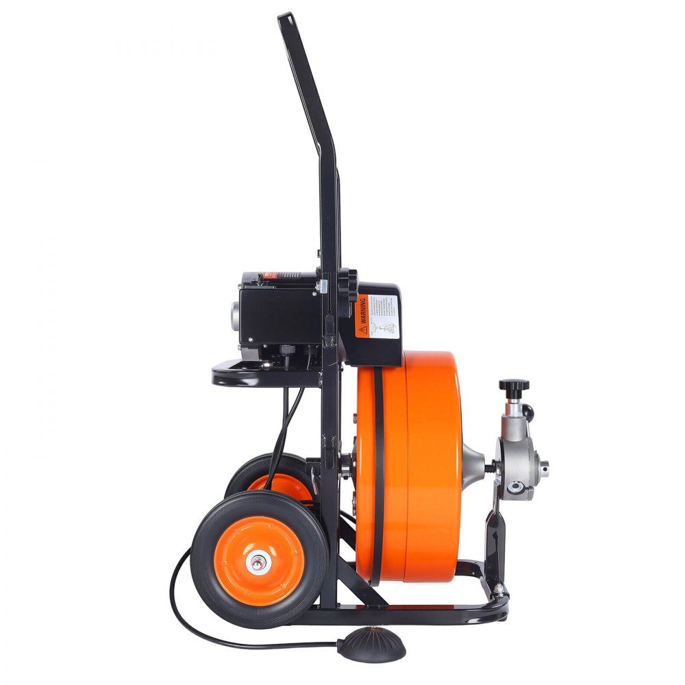 Pipe cleaning machine with automatic feed, 30m x 9.5mm pipe cleaning spiral with rollers, electric pipe cleaner for 5-10cm pipes, pipe cleaning device for drains, toilets, sinks