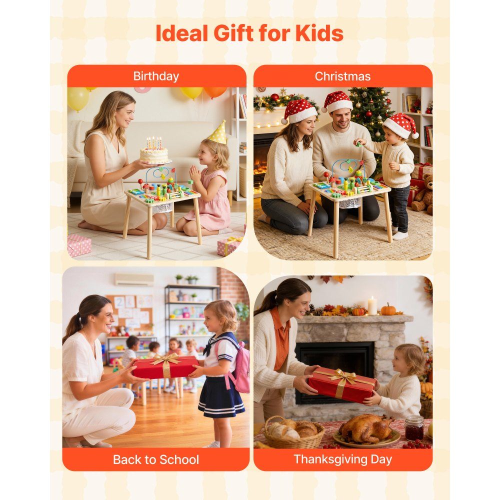 Aktivitätstisch aus Holz, Montessori-Spielzeug, 13-in-1-Lerntisch, Spieltisch, Aktivitätstisch für Kinder ab 6 Monaten, ideales Geschenk für Geburtstag, Weihnachten oder Kindertag, 6–36 Monate