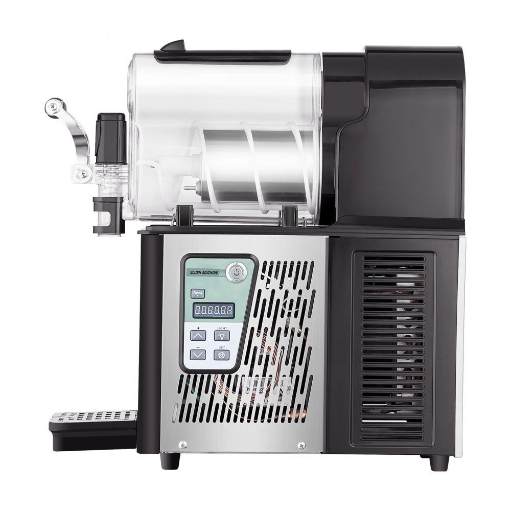Kommerzielle Slush-Eismaschine, 3 l, Einzeltankmaschine für gefrorene Getränke, 12 Tassen, Edelstahl, Slush-Eismaschine mit Tastatur, Softeismaschine für Partys, Restaurants, Cafés, Bars, Schwarz