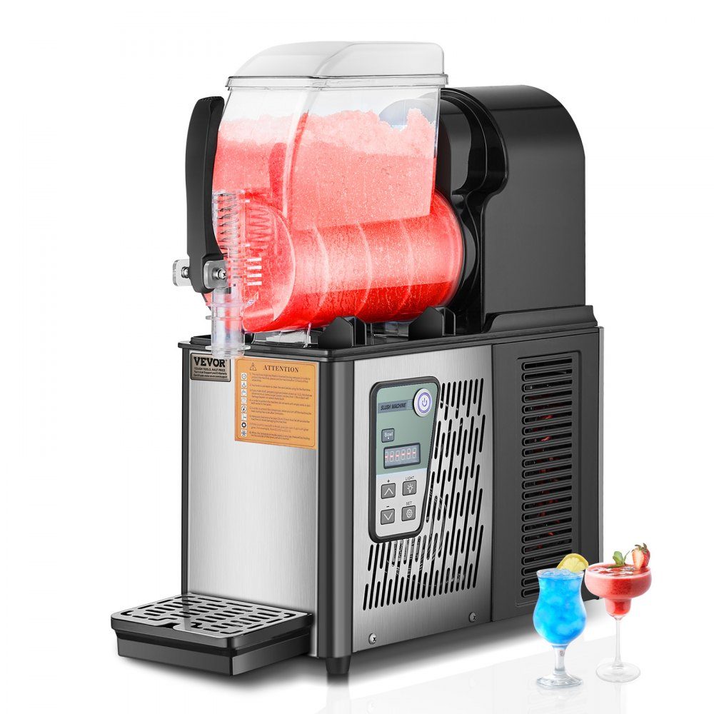 Commercial Slush Ice Cream Machine 4L Single Tank Frozen Drink Machine 16 Cup Stainless Steel Slush Ice Cream Machine with Keyboard Soft Ice Cream Machine for Party Restaurant Cafe Bar Black