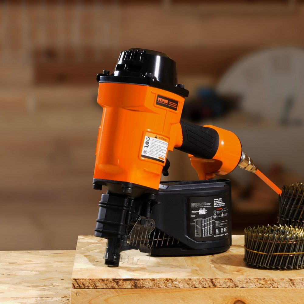 Rolspijkermachine MCN70, 1-3/4" tot 2-3/4" 15 graden pneumatische trimspijkermachine, 70-120PSI luchtspiraalspijkermachine voor pallets, dozen, frames, panelen en omheiningen