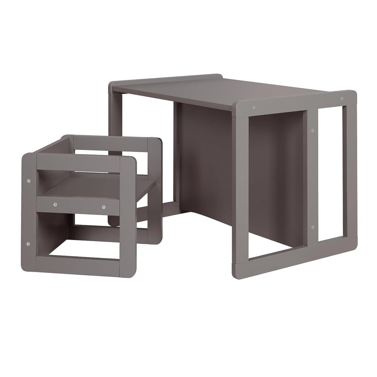 groupe de sièges pour enfants roba 3en1 - tabouret et table réversibles - transformable en banc pour enfants, anthracite