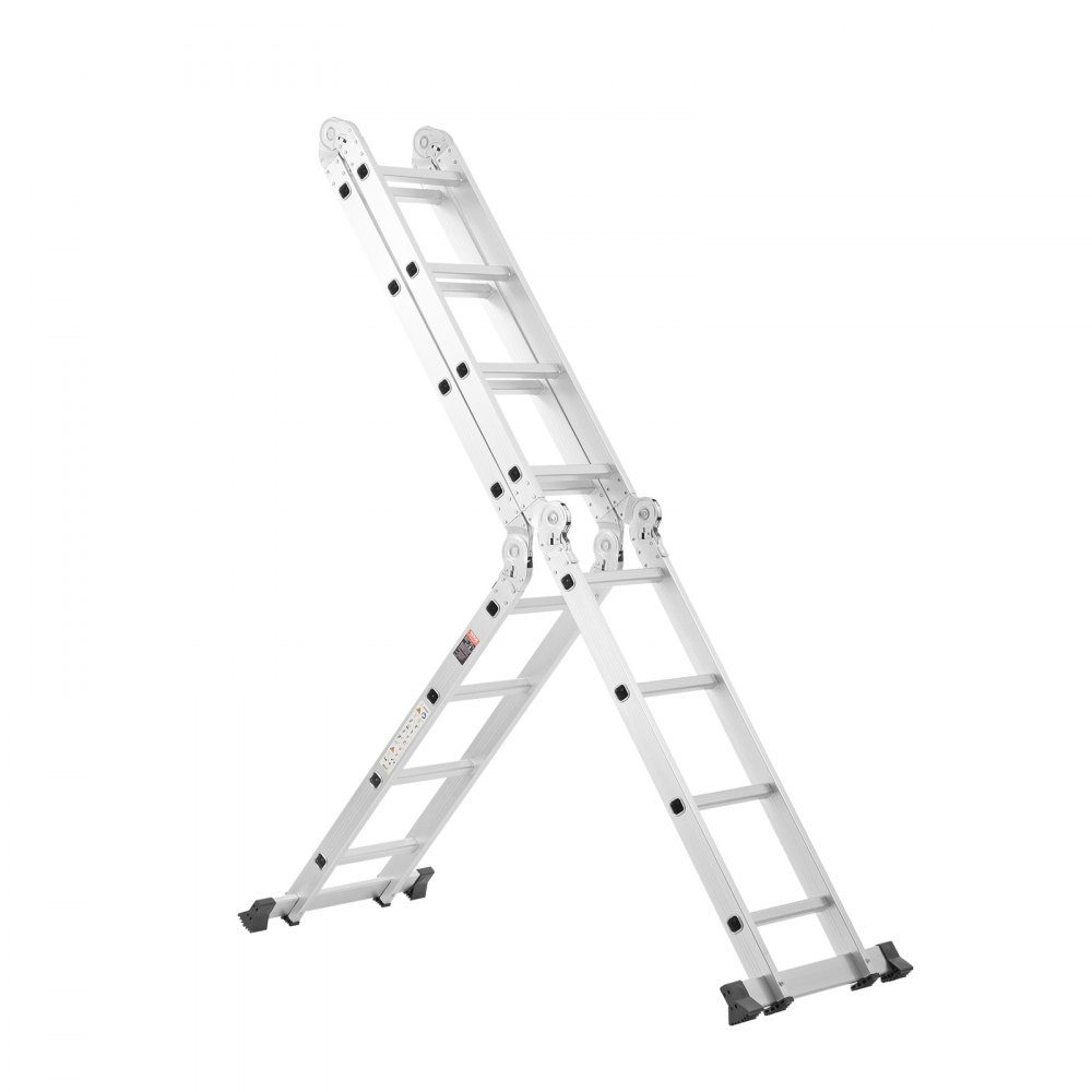 Multipurpose Ladder, 7 in 1 Multifunctional Ladder, Telescopic Ladder with A-Frame and 4 Steps, Ladder Frame 4600mm, Adjustable Heavy Duty Ladder, 150kg Load Capacity for Home Outdoor Use