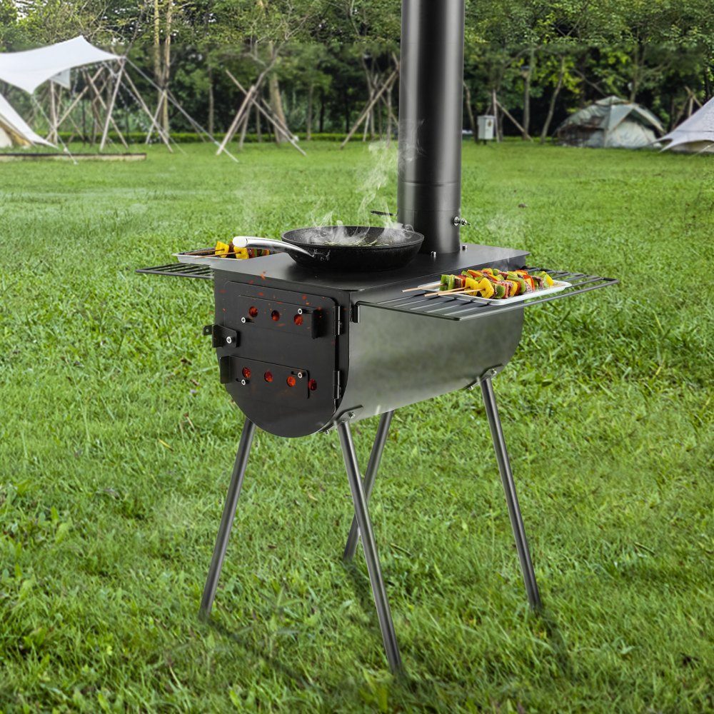 Poêle à bois Portable Camping tente chaude gril four 300 cm extérieur avec tuyaux