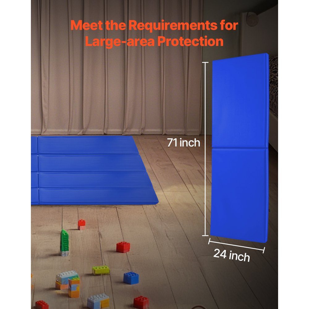 Gym Wall Pad (180 x 60 x 5 cm), Tear-Resistant Wall Mat, Removable High Density Foam Padding for Wall Mounting for Basketball Courts, Basement Protective Pad, Blue