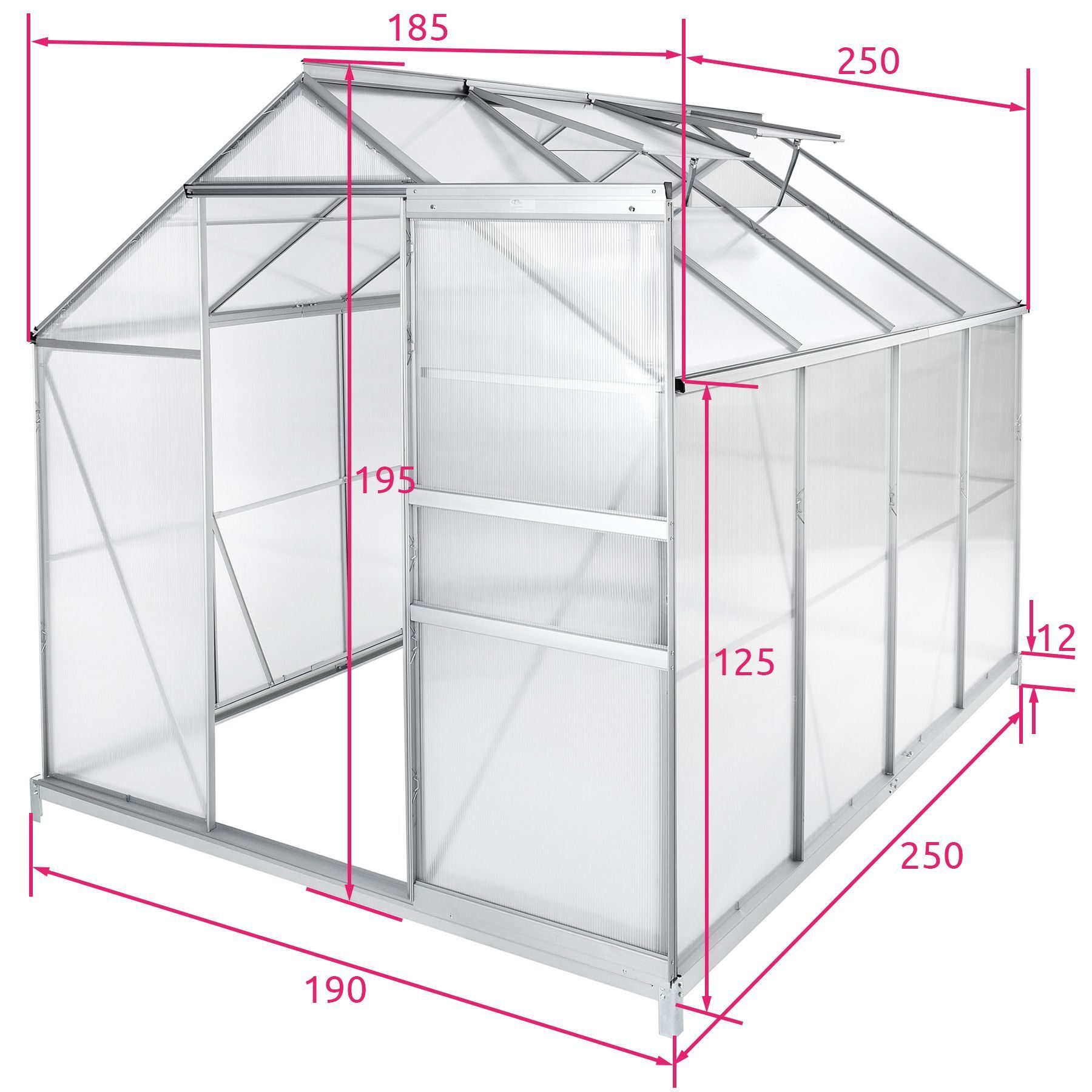 Aluminium kas met stalen fundering, kas, tuinhuis, koudskelettuin