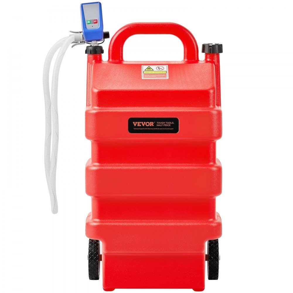 Fuel Truck, 60L with 12-V-Gleichstrom-Kraftstofftransferpumpe Fuel Canister, 1.2m Delivery Hose and Auto Stop Sensor Nozzle, Tank Adapter, Suitable for Diesel and Petrol, Red