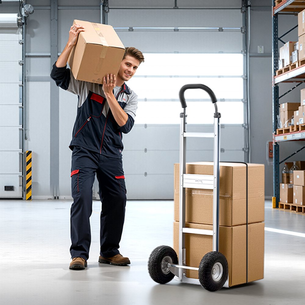 Sack Truck, 227kg Load Capacity, Heavy Duty Transport Truck with Handle, Aluminum Alloy Hand Truck with Lashing Strap, Stacking Truck for Moving Home, Office, Warehouse, 480x500x1340mm Sack Truck, 227kg Load Capacity, Heavy Duty Transport Truck with Handle, Aluminum Alloy Hand Truck with Lashing Strap, Stacking Truck for Moving Home, Office, Warehouse, 480x500x1340mm