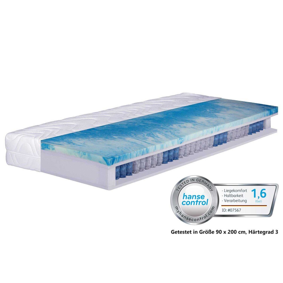 BeCo 7-zone pocket spring mattress “Pro Gel Perfect TFK”, skin-friendly, breathable