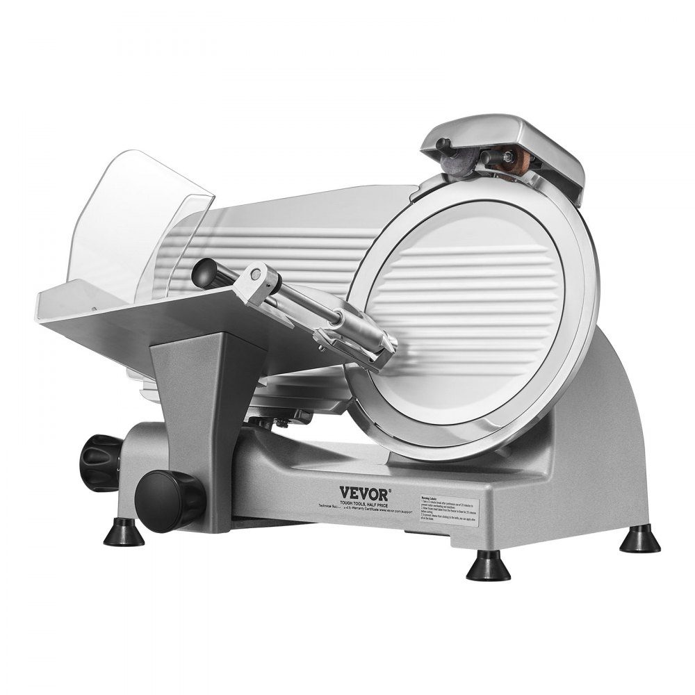 Trancheuse à viande commerciale 340 W trancheuse électrique polyvalente avec lame en acier au carbone de 10" épaisseur réglable de 0 à 15 mm pour la viande, le fromage, les légumes, etc.