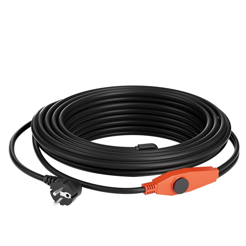Frost Protection Heating Cable 9m 23W/m Pipe Heating Cable with Built-in Thermostat Pipe Heating Cable to Protect PVC Hoses, Metal & Plastic Pipes from Freezing