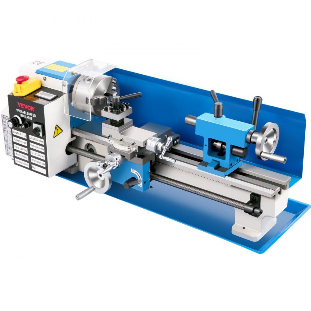Mini tour 550 W, mini tour à métaux max. 2500 tr/min, tour de table à métal, mini tour à métal, tour de table, filetage 12-52 TPI, mini tour à métal, accessoires inclus