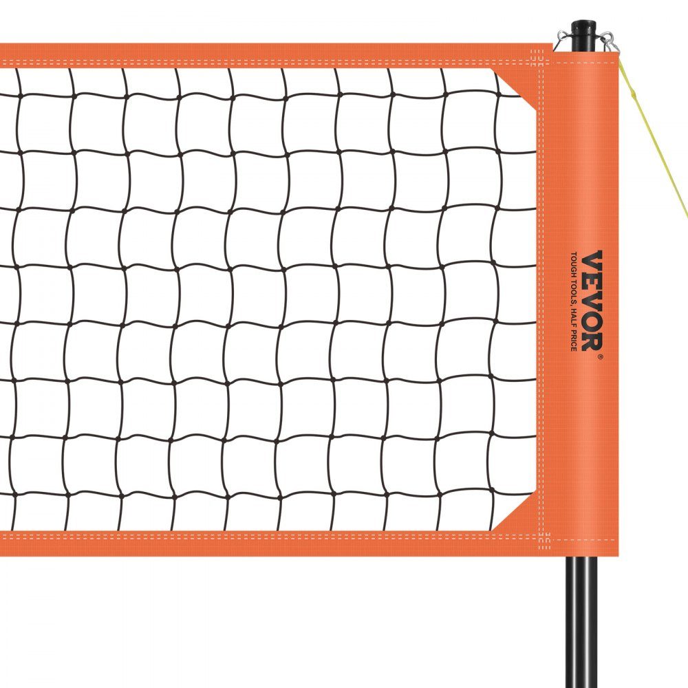Volleyball Net Height Adjustable Volleyball Net Set, 9.7x2.4m Portable Beach Volleyball Net, Orange Volleyball Net, Foldable Volleyball Net with Volleyball & Carry Bag, for Garden, Beach