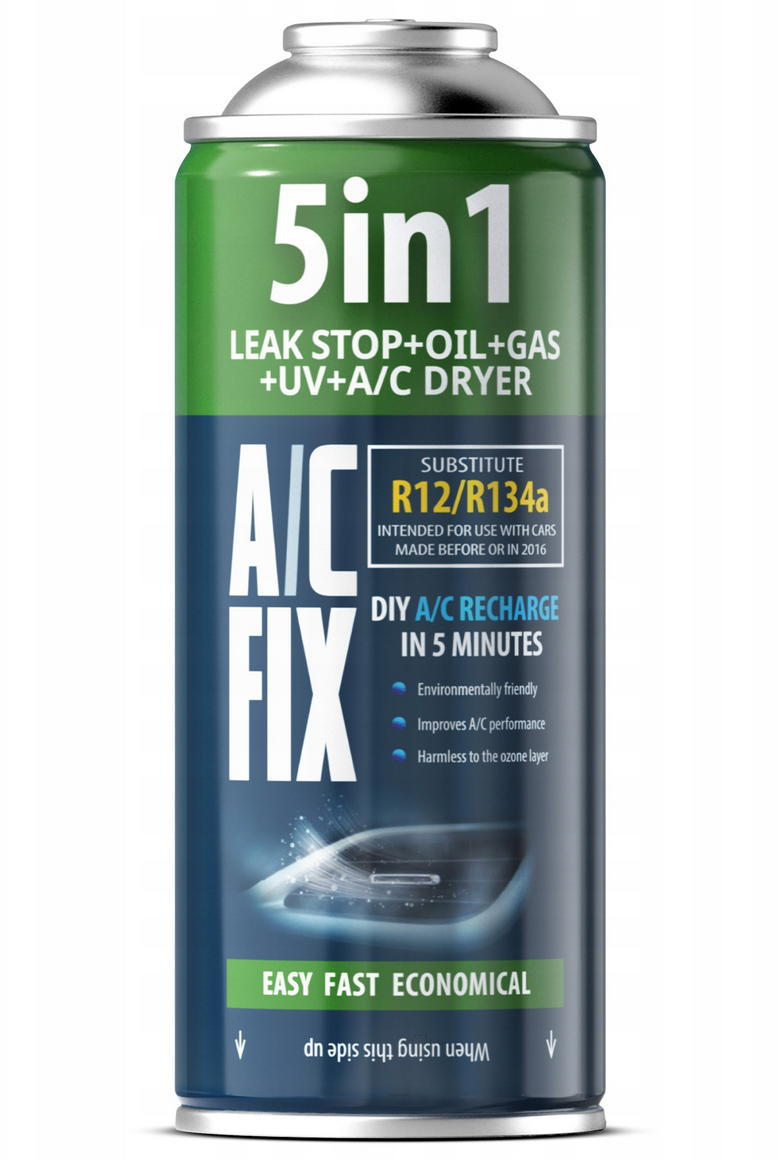 A/C FIX AC FIX CLIMATISEUR Réf. RIGÉRANT 5EN1 HUILE SCELLANT GAZ UV SÉCHEUR R134A 235G – Art.-Nr. HT-47684