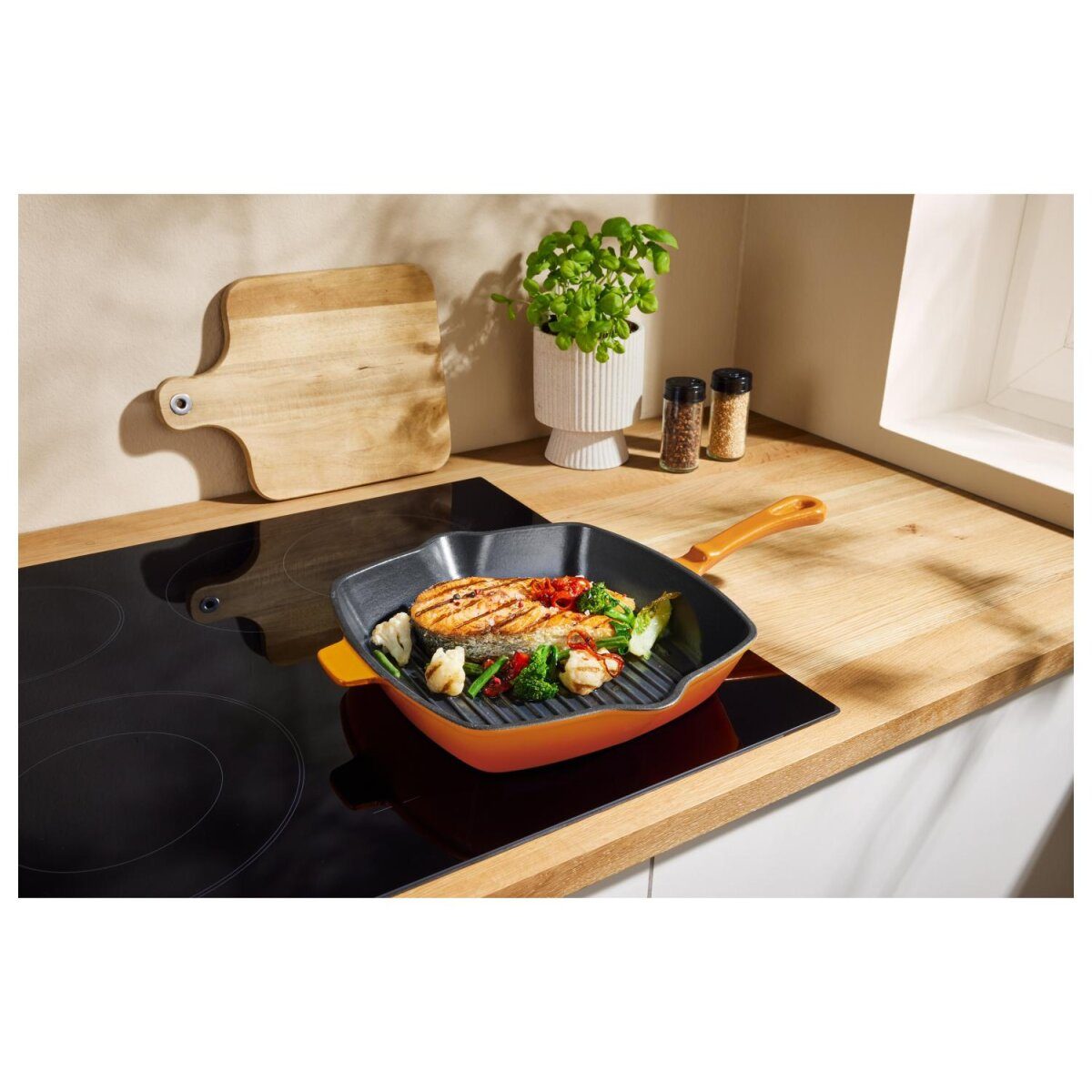SILVERCREST® Premium cast iron grill pan, Ø 24 cm