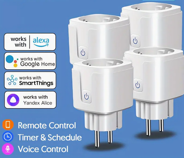 Inteligentna wtyczka Wi-Fi z monitorowaniem energii – 4 szt. ze sterowaniem głosowym, pilotem, timerem i harmonogramem – kompatybilna z Alexą i Google Inteligentna wtyczka Wi-Fi z monitorowaniem energii – 4 szt. ze sterowaniem głosowym, pilotem, timerem i harmonogramem – kompatybilna z Alexą i Google