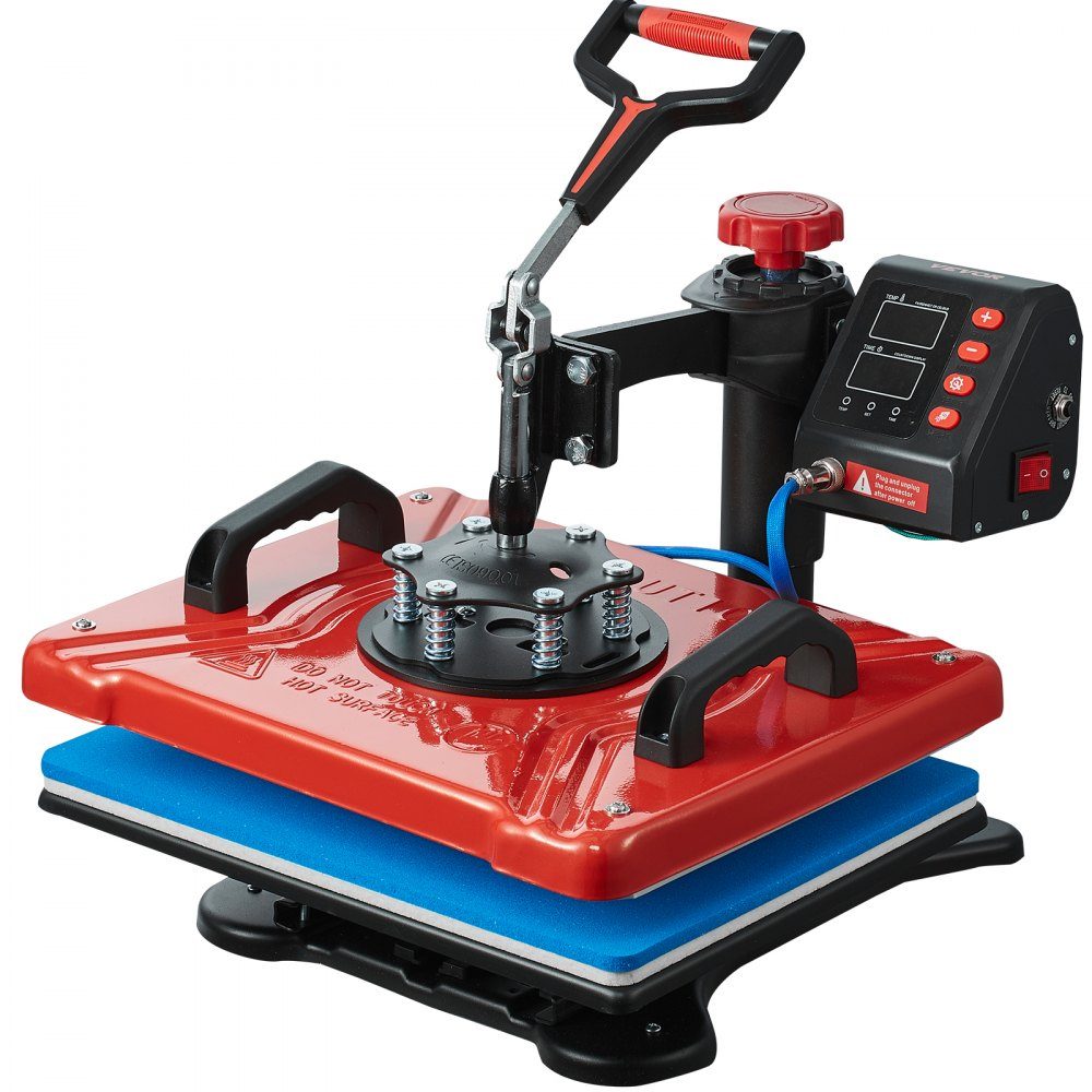 Heat Press 38x30cm Transfer Press 10 in 1 T-Shirt Press Red Textile Press Hot Press 360 Degree Rotating Multifunctional Sublimation Machine