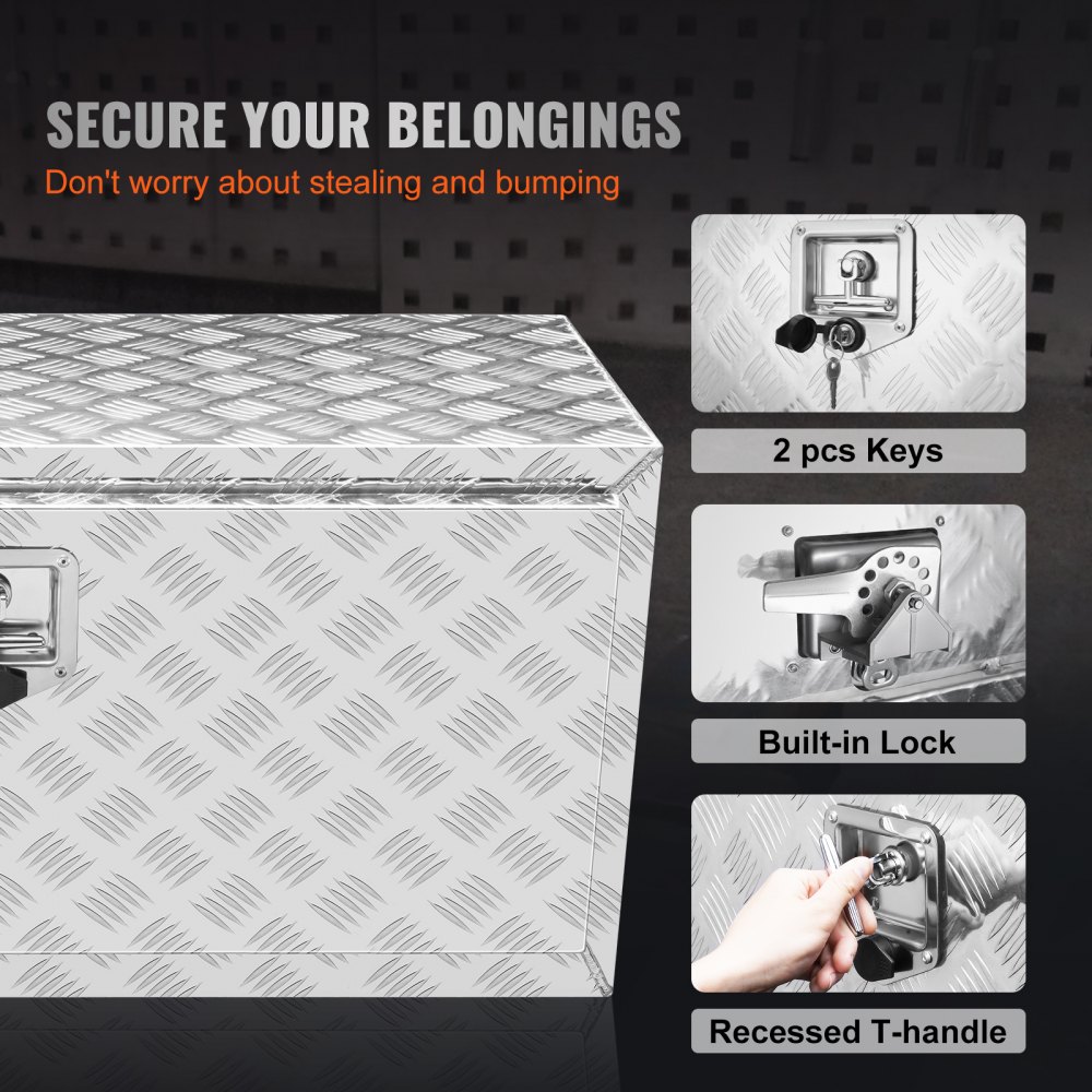 Truckbox Tool Box Trailer Box Tool Box 914x430x460mm Pickup Storage Box, Aluminum Diamond Plate Tool Box with Lock & Keys, Waterproof Trailer Storage Box Truckbox Tool Box Trailer Box Tool Box 914x430x460mm Pickup Storage Box, Aluminum Diamond Plate Tool Box with Lock & Keys, Waterproof Trailer Storage Box