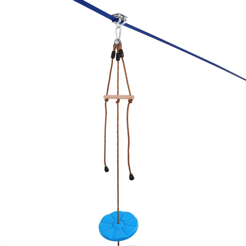 Zipline für Kinder und Erwachsene, 50-Fuß-Zipline-Sets bis zu 300 Pfund, Outdoor-Hinterhof-Seilrutschen, Spielplatzunterhaltung mit Zipline, Nylon-Sicherheitsgurt und Zubehörset