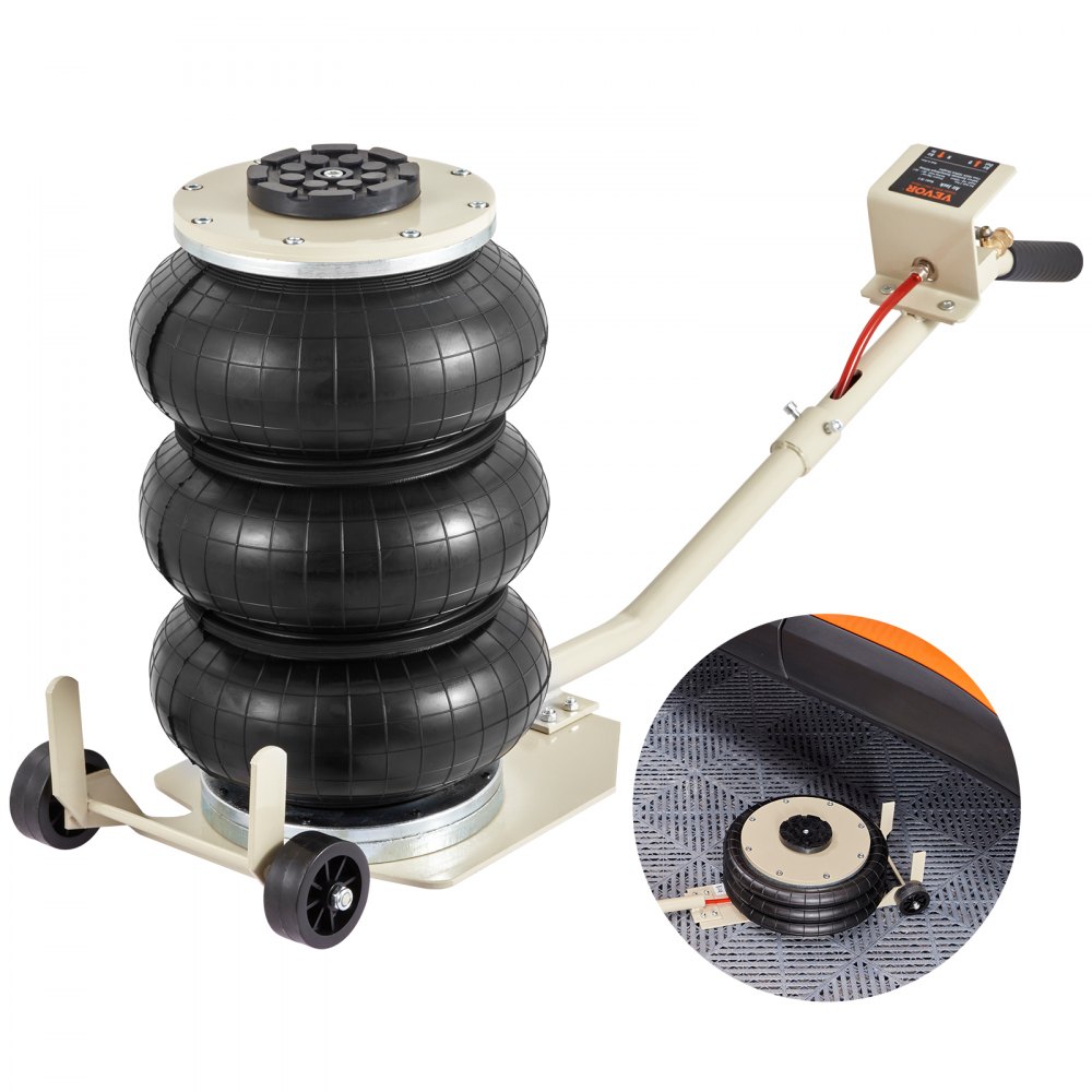 Pneumatic Car Jack Air Jack 3T White Triple Bag Air Jack 140-450mm Lifting Height Long Handle Airbag Air Jack 5 Minute Lifting Air Jack for SUV Truck Car etc