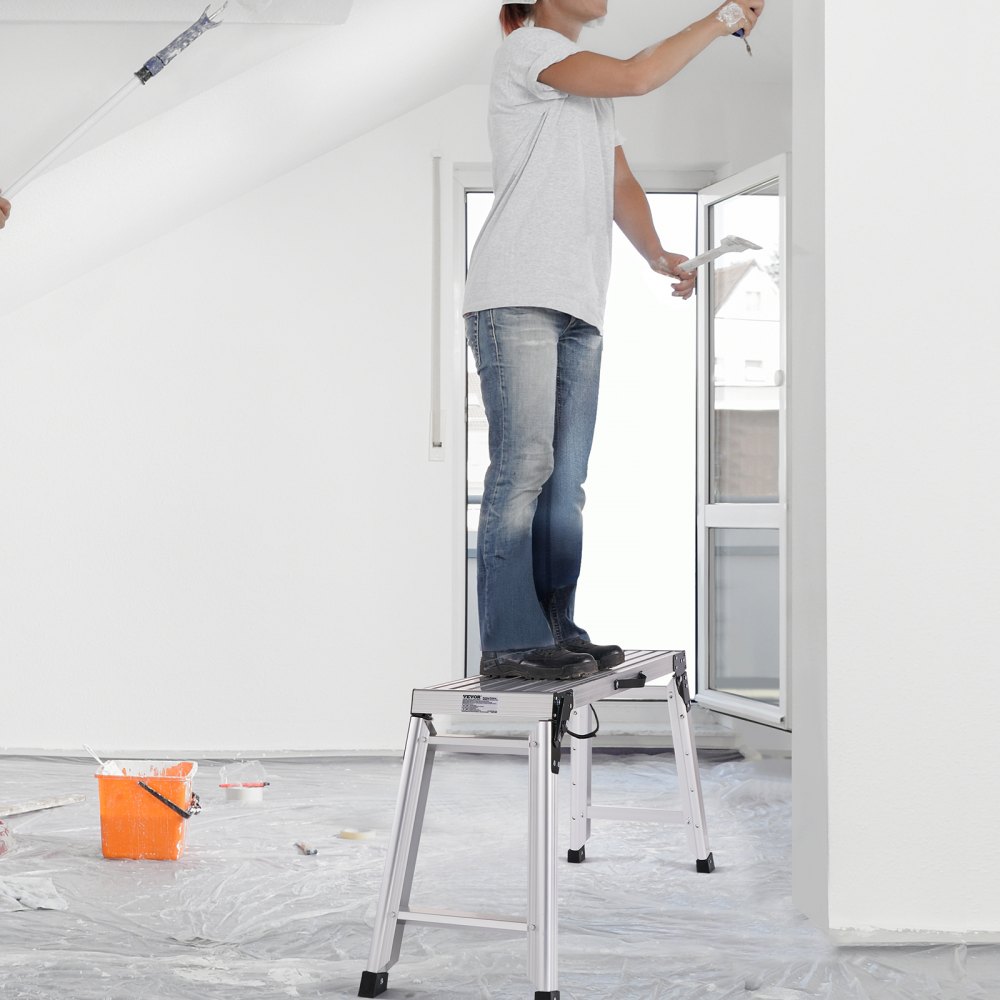 Aluminium-Arbeitsplattform, klappbare Werkbank, 76 x 30 x 50,8 cm, Arbeitsplattform, 150 kg Tragkraft, Stufenbank mit Sicherheitsschlössern, Trittleiter für Heimbüro, Werkstatt und Garage, Silber Aluminium-Arbeitsplattform, klappbare Werkbank, 76 x 30 x 50,8 cm, Arbeitsplattform, 150 kg Tragkraft, Stufenbank mit Sicherheitsschlössern, Trittleiter für Heimbüro, Werkstatt und Garage, Silber