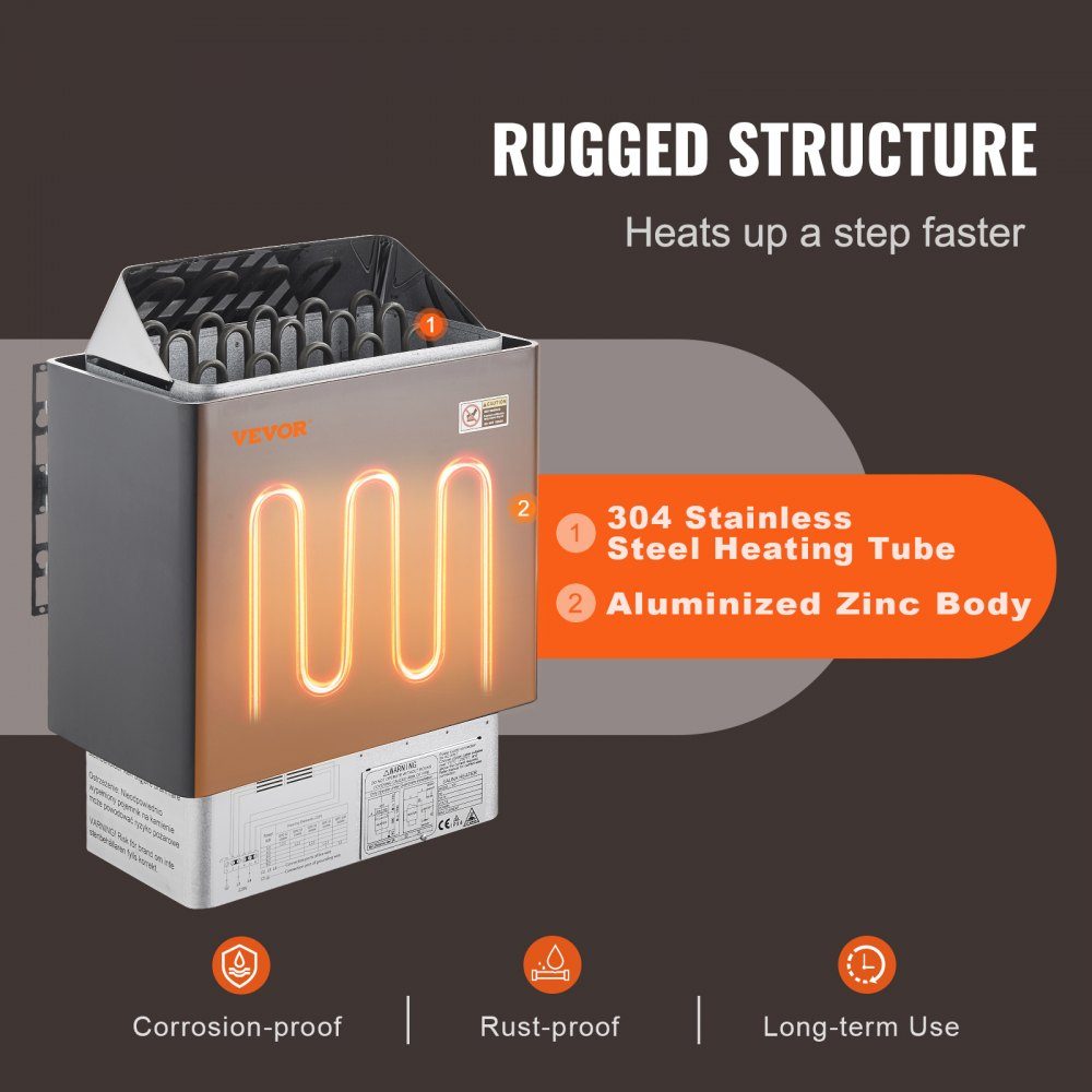 Saunaofen, 8 kW, 400 V, 3N, tragbarer Saunaofen für den Innen- und Außenbereich, mit 3-Stunden-Timer, digitale Steuerung für 8–12 m³ zu Hause, gewerbliche Nutzung in Hotel-Spa-Duschen, max. 110 °C