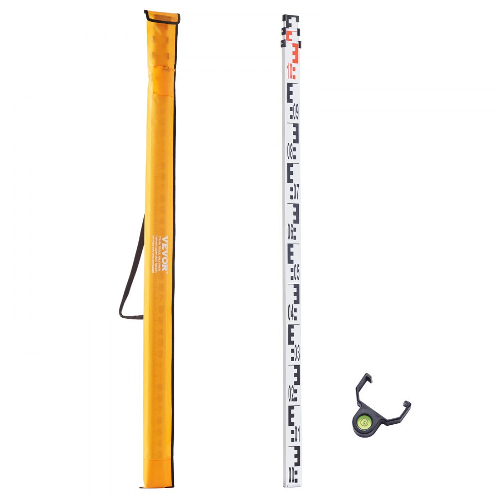 Bâton de mesure en aluminium, bâton de mesure télescopique métrique de 3 m, échelle double face en cm/mm, bâton de nivellement, bâton d'arpentage en alliage d'aluminium avec niveau à bulle et sac de transport pour mesurer les maisons, les murs, les sols
