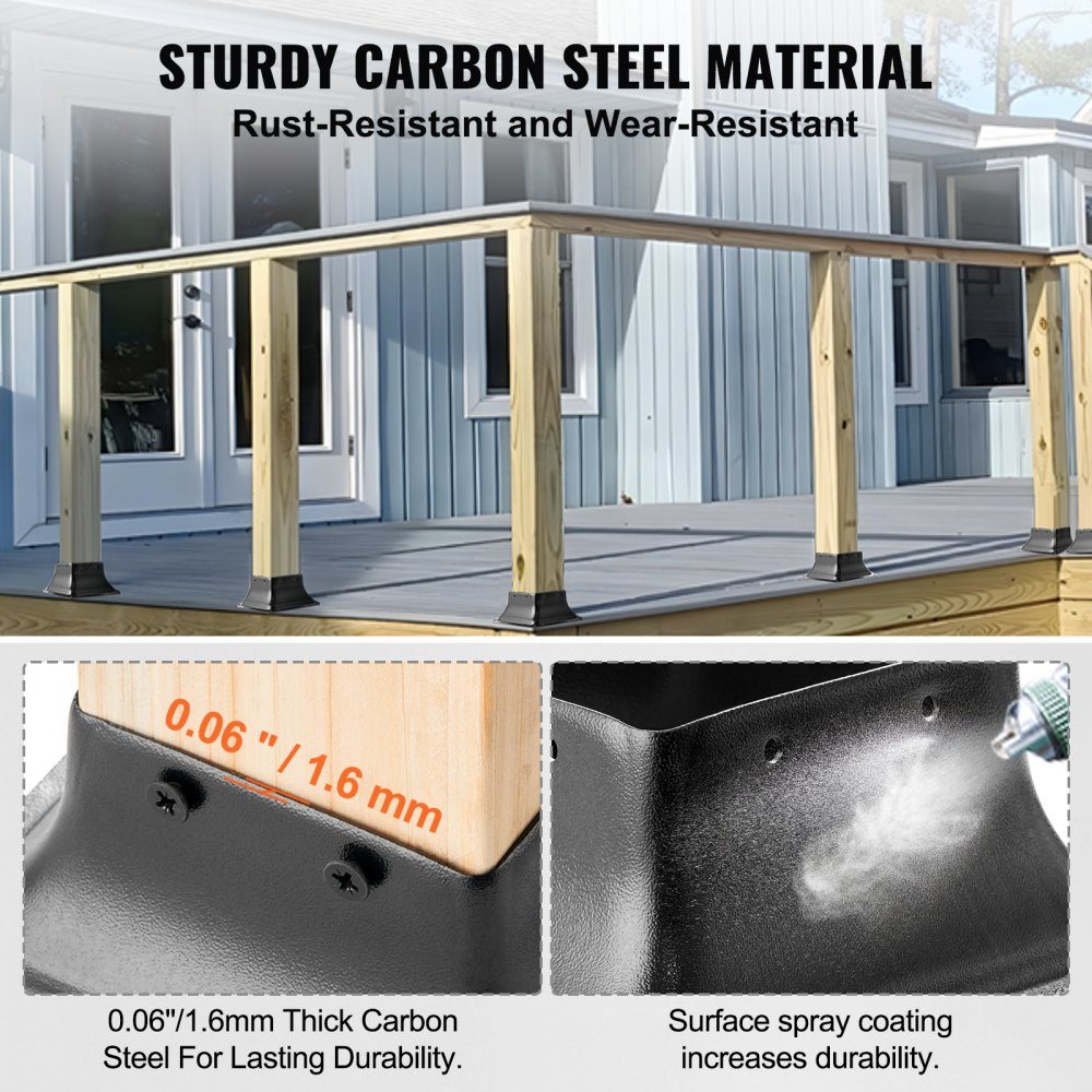 Set of 20 screw-on sleeves 153 x 153 x 62 mm Post base Carbon steel post shoe Post base Ground sleeve Support base Ideal for porch railings, pergolas and columns