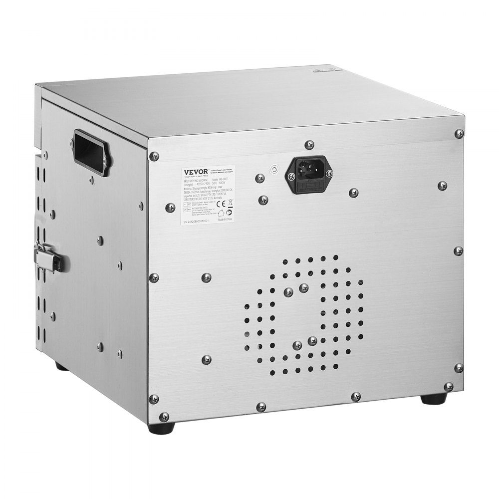 Dehydrator Dehydrator 6 roestvrijstalen kommen, 400 W elektrische voedseldroger met instelbare temperatuur, vriesdroger voor gedroogd vlees, vlees, fruit, groenten, kruiden, hondenkoekjes