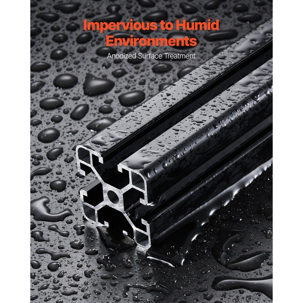 Lot de 4 profilés d'extrusion d'aluminium 4040 à rainure en T de 600 mm, norme européenne, profil de rainure de rail linéaire anodisé pour imprimante 3D, machine CNC, gravure laser DIY, noir