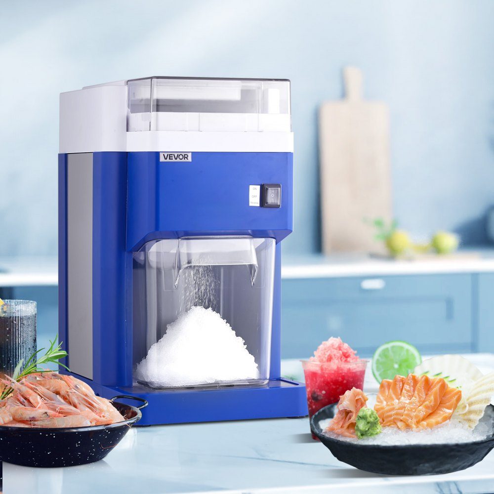 Commerciële ijsscheermachine Sneeuwkegelmachine 1,8 liter Fijn en pluizig mit 300-W-Motor en roestvrijstalen messen Commerciële ijsbreker voor dessertwinkel Familiebijeenkomst Restaurant Blauw