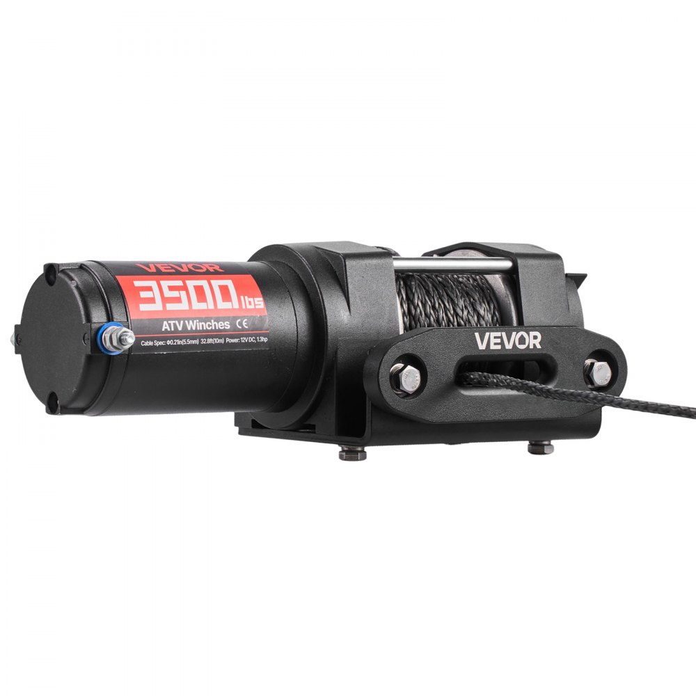 Elektrische Winde, 1587 kg, 12-V-DC-Motorwinde mit 5,3 mm x 10 m synthetischem Seil und kabelgebundener Fernbedienung, IP55-Aluminiumgehäuse, elektrische Winde für ATV-Abschleppen, Schwarz Elektrische Winde, 1587 kg, 12-V-DC-Motorwinde mit 5,3 mm x 10 m synthetischem Seil und kabelgebundener Fernbedienung, IP55-Aluminiumgehäuse, elektrische Winde für ATV-Abschleppen, Schwarz
