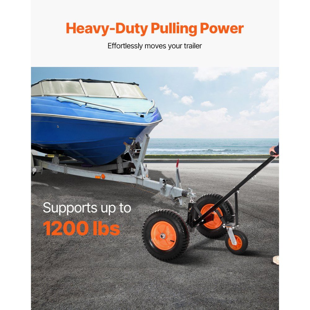 Manoeuvrer Trailer, Trailer Trolley, 544kg Support Load, 460 & 560mm Adjustable Height, 50.8mm Ball, 386mm Pneumatic Tires, Carbon Steel, for Moving Motorhome Trailers