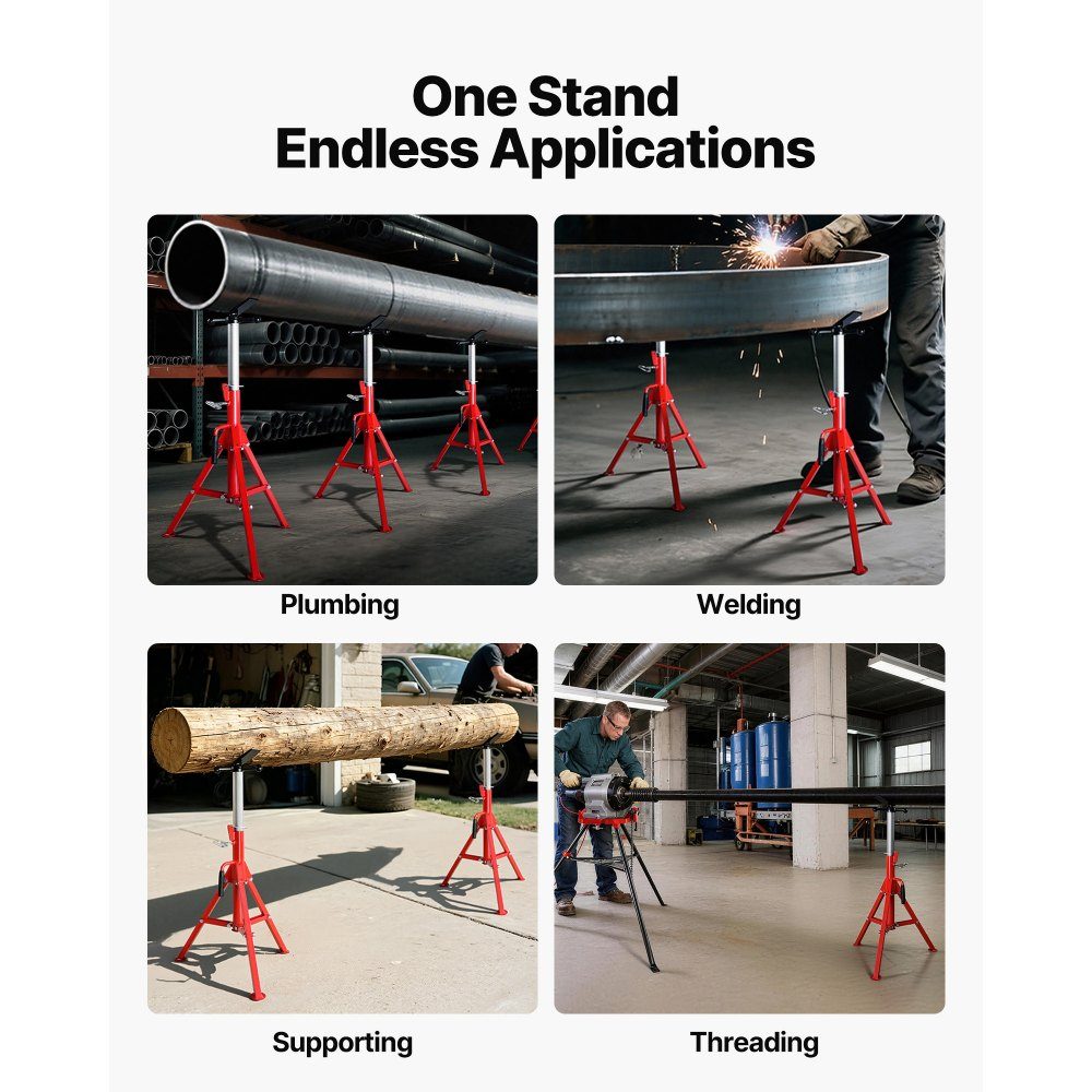 V Head Pipe Stand Height Adjustable 710-1320mm Pipe Stand 1134kg Portable Folding V Head Pipe Stand