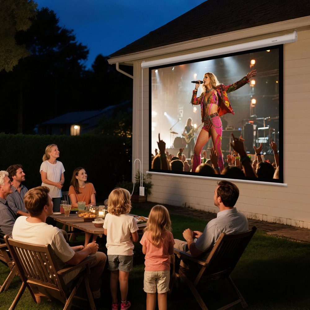 Motorized Projection Screen, 1829mm 4:3 1080 HD Electric Projection Screen, Wall Mounted Projector with Remote Control, Automatic Movie Screen for Family Home Office Cinema
