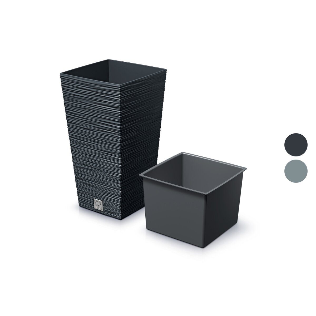 Prosperplast Blumentopf »FURU SQUARE«, mit gerippter Struktur, quadratisch